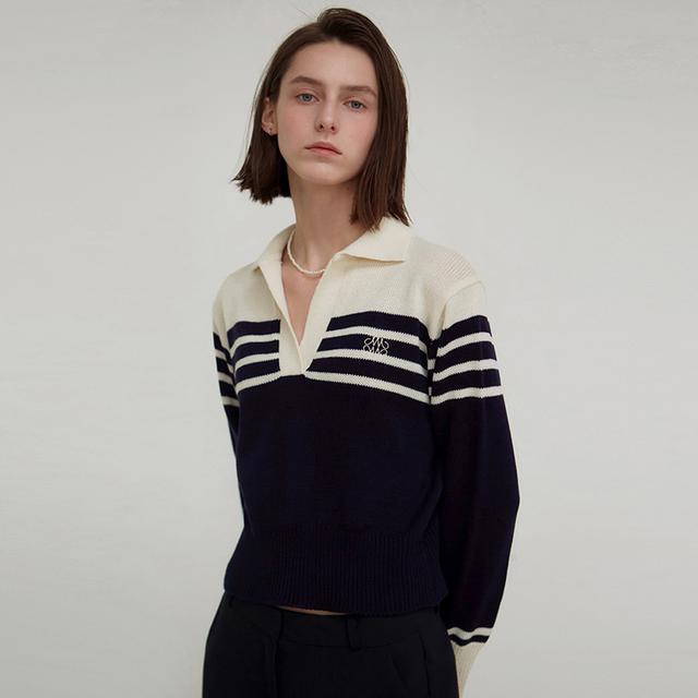 [김세정 착용] CLASSIC OPEN COLLAR KNIT_NAVY