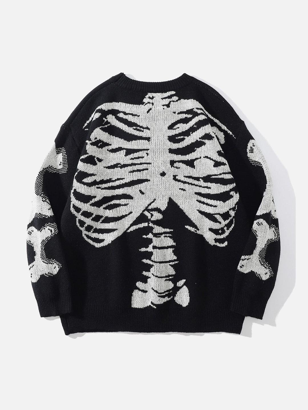 Aelfric Eden Skeleton Pattern Knit Sweater - Black / XS