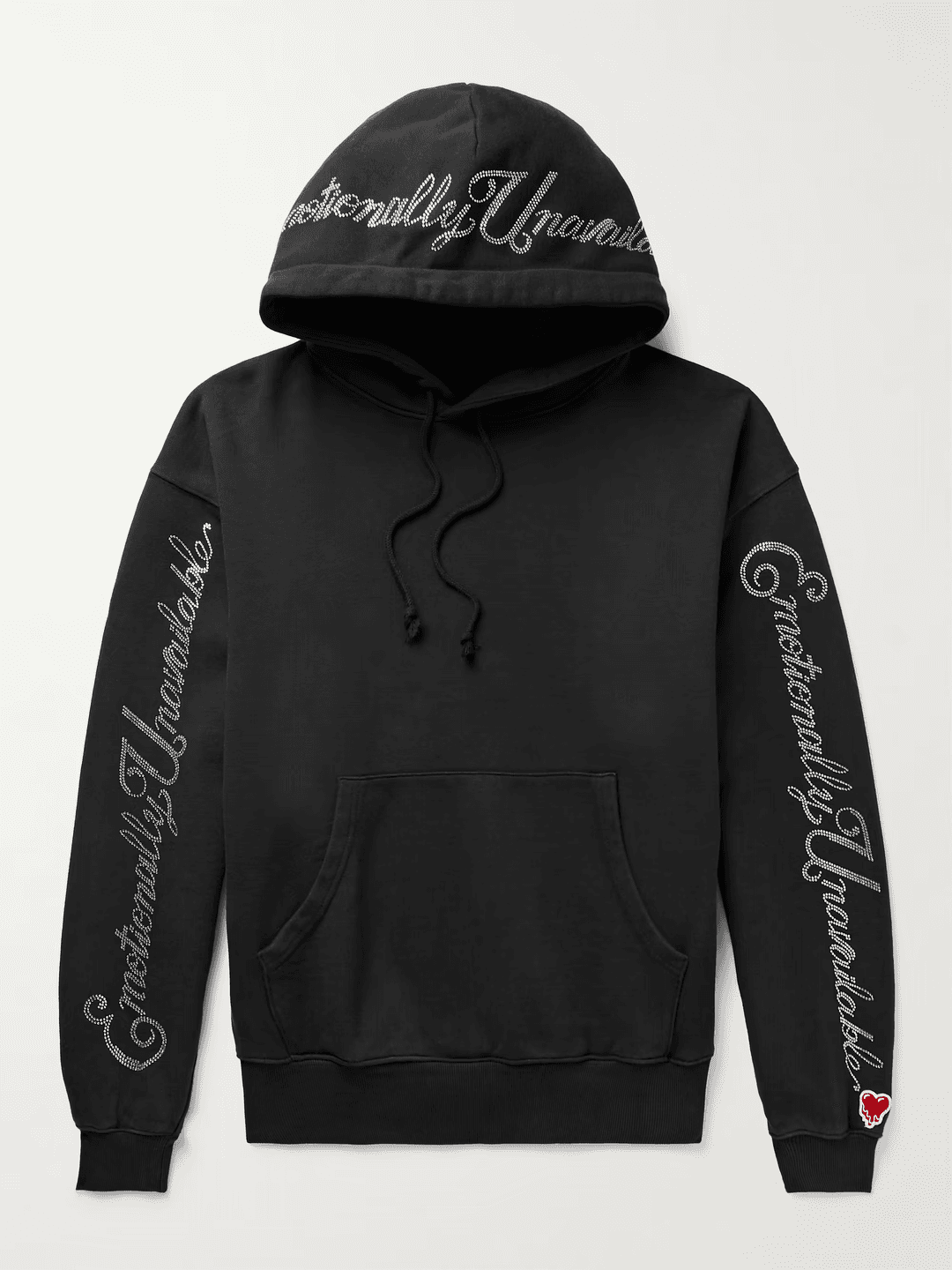 Crystal-Embellished Cotton-Jersey Hoodie