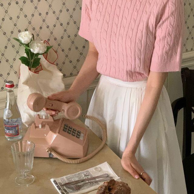 (4color) 베일 케이블 꽈배기 파스텔 반팔니트