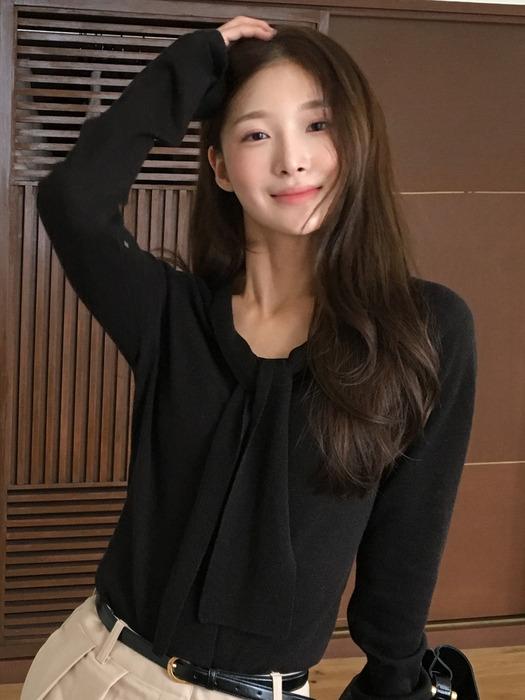 뮤트 세일러 타이 니트 딥브라운 J1819