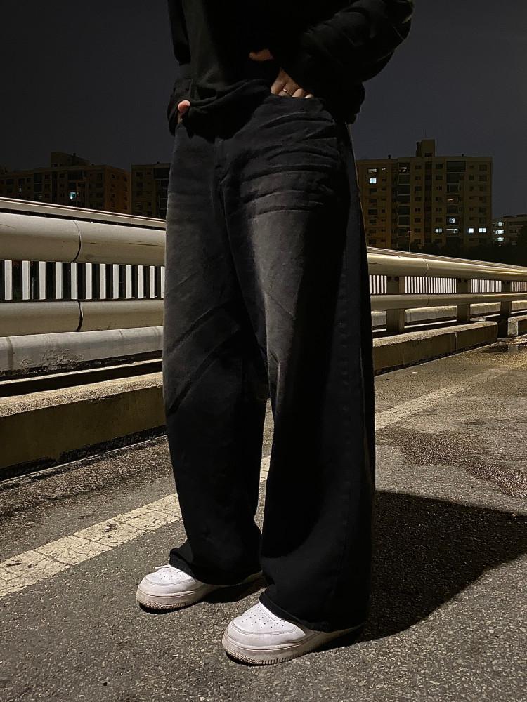 블랙캣 워싱 데님팬츠