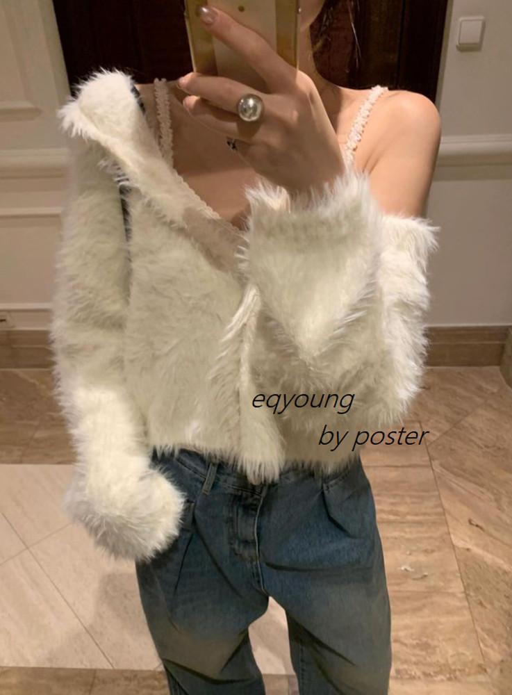 [아이당일]포스터 펑키 후드 가디건 poster 퍼 울 가디건 2color 이끄영