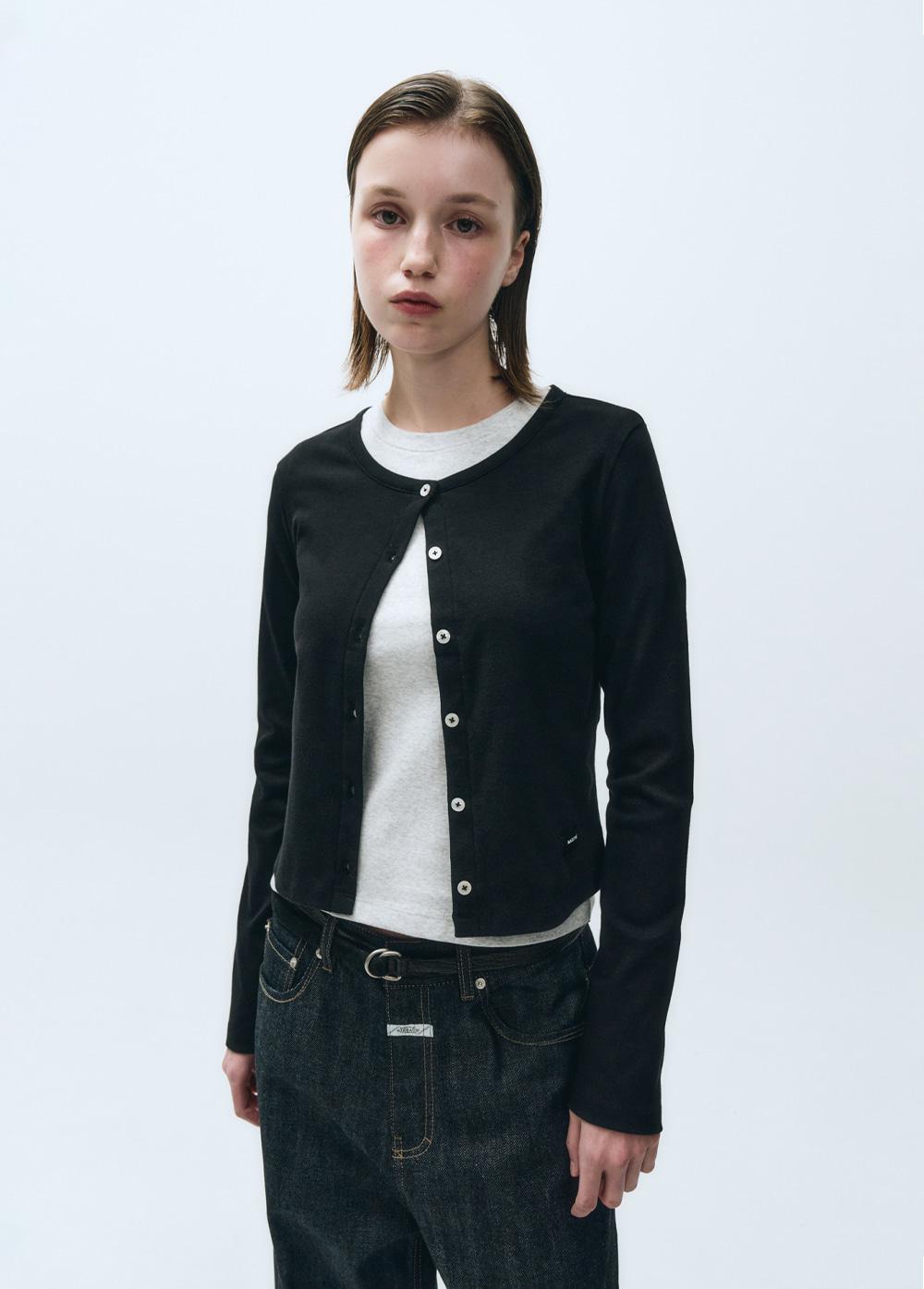 W BASIC COTTON CARDIGAN black