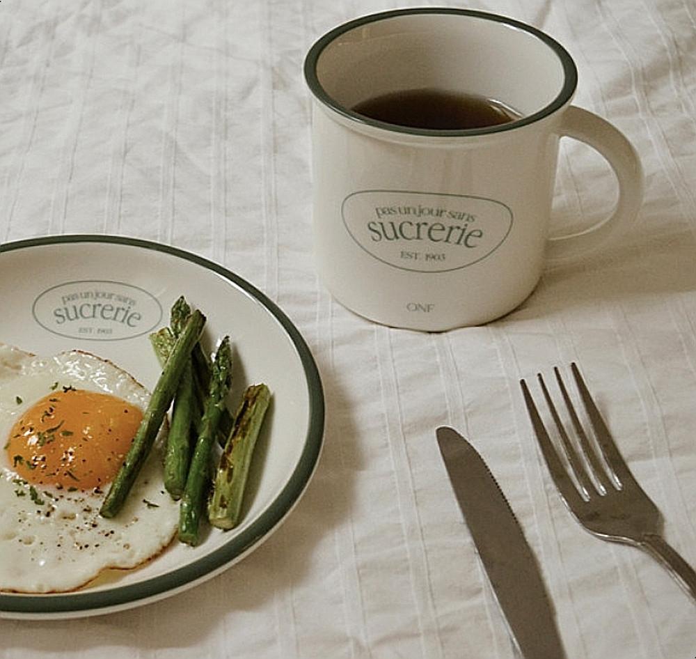 [다비브] 투컬러 프렌치 플레이트 2color 홈카페 레터링 머그컵 커피잔 카페컵