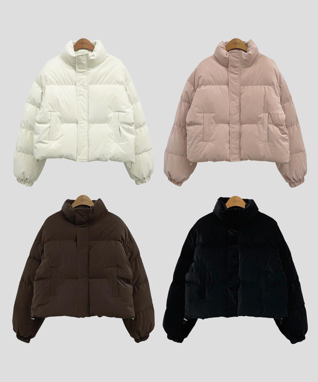 토마토스토어 [단독] [MADE] 세티 하이넥 벨벳 크롭 숏패딩