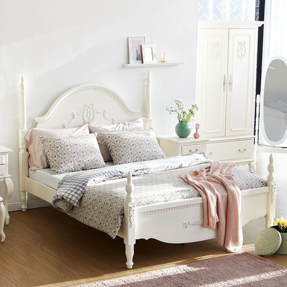 베스트리빙 퀸앤 화이트 엔틱 원목침대 프레임 SS Q 슈퍼싱글 퀸침대