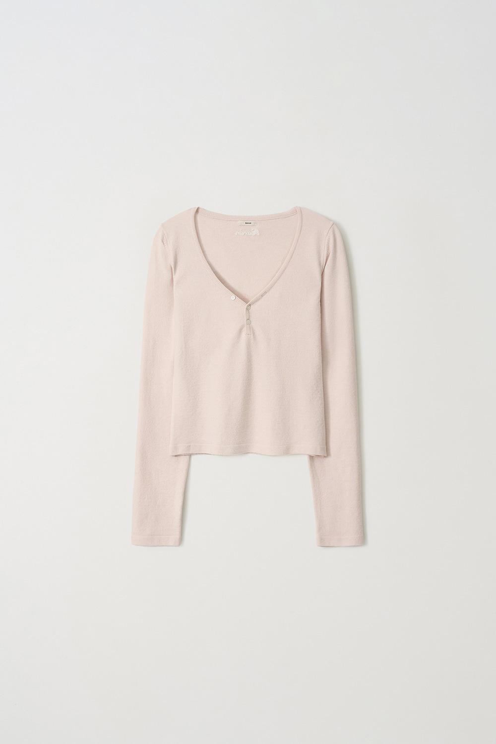 (2nd) Hug V-neck Knit Top_Pink
