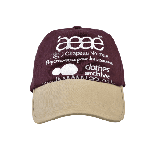 WEB LOGO TWO TONE BALL CAP- [BEIGE/BURGANDY]