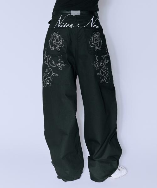 ROSE BALLOON DENIM PANTS_BLACK