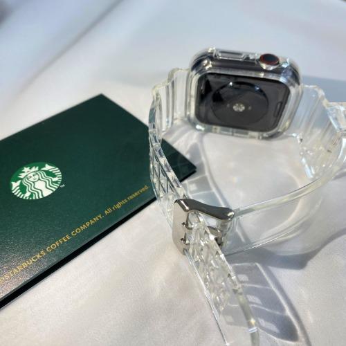 추가금X 애플워치 7 6 5 4 3 SE2 투명 스트랩 시계줄 밴드 메탈 줄질 마그네틱 자석 스포츠 실리콘 가죽 케이스