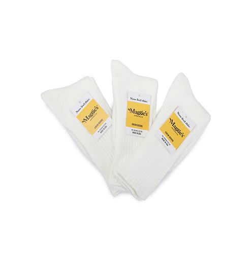 Organic Cotton Crew Classic Socks White - 3 Pak