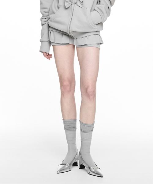 RUFFLE SHORT PANTS LIGHT GRAY