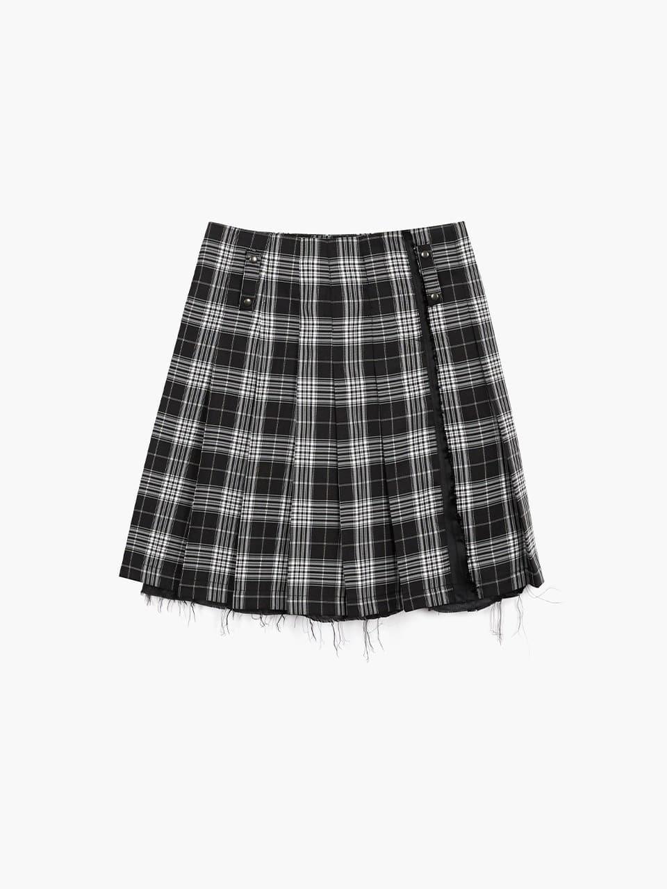 TARTAN CHECK PLEATED SKIRT_black