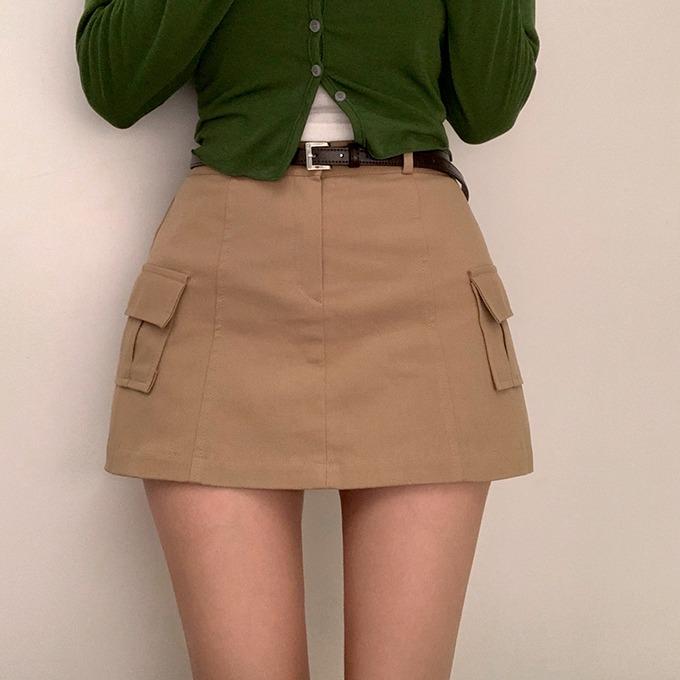 랩트 A라인 카고 미니스커트