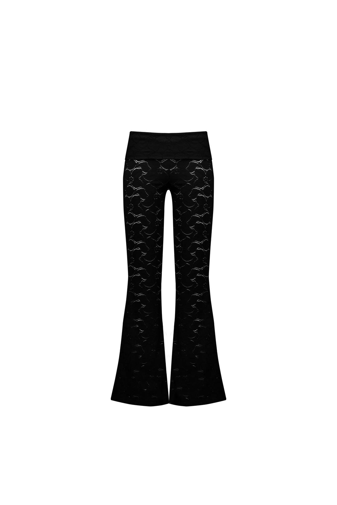 FOLDOVER-WAIST FLARED PANTS (BLACK)