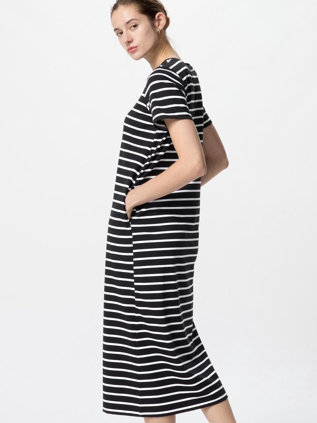 AIRism코튼스트라이프브라원피스(반팔)