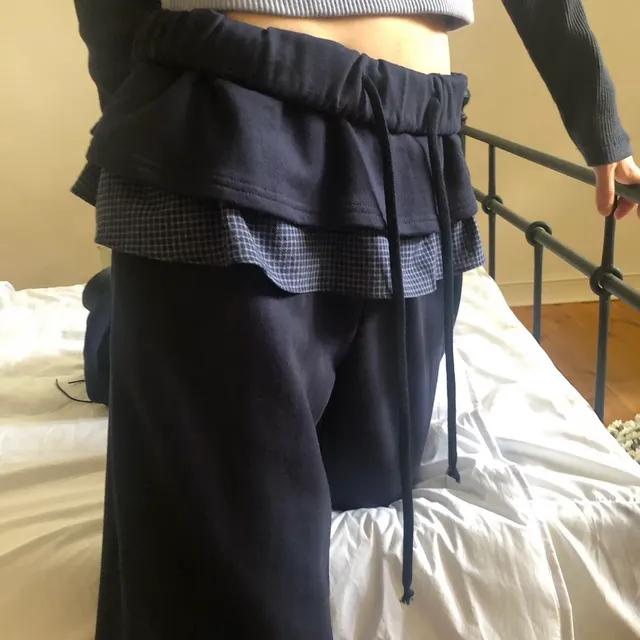 layered frill banding pants