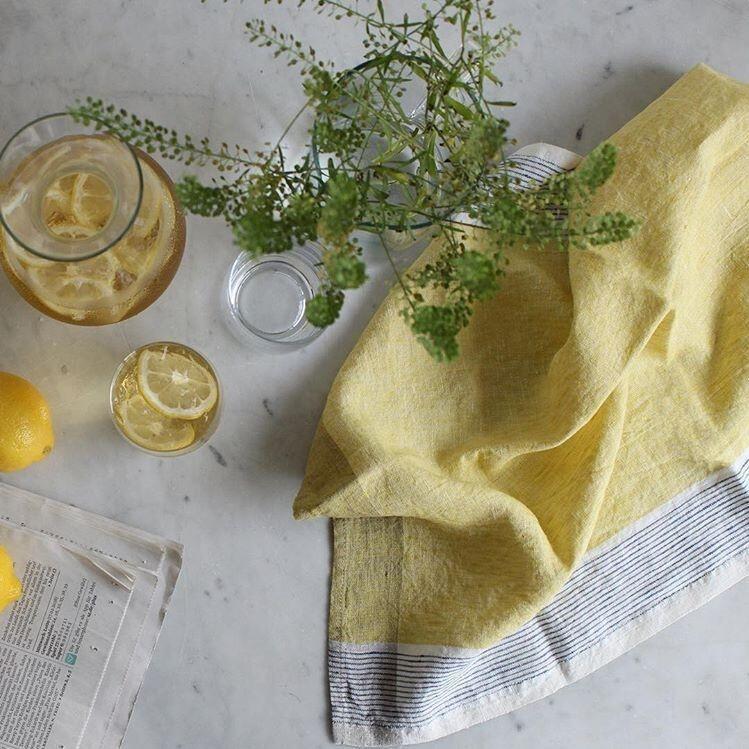 핀스트라이프 리투아니아 린넨 테이블매트 옐로우 (키친크로스 겸용)