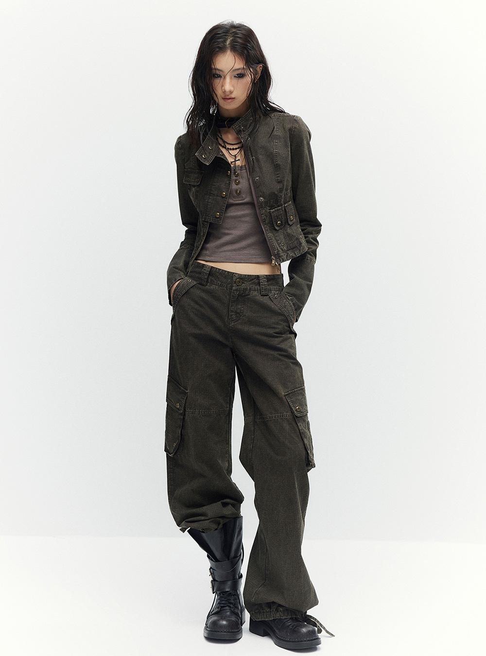Washed Military Crop Jacket & Pants