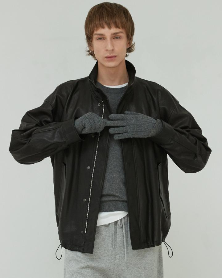 [12차입고물량] Unisex Italian vegetable Lambskin High-neck overfit Jumper_Black