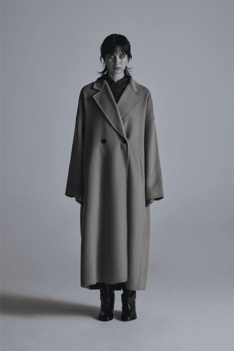 Handmade) Wide Long Coat [ Khaki Grey ]