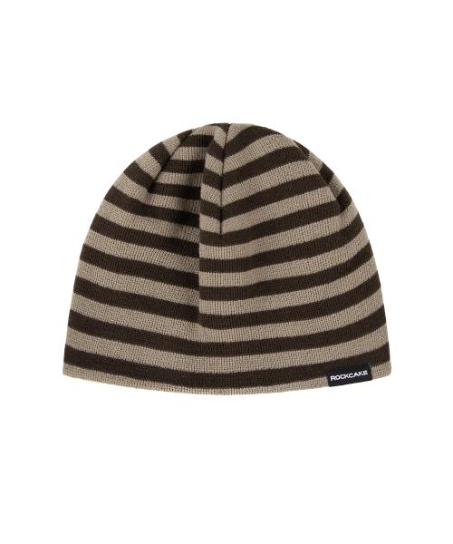 Label Stripe Beanie - Brown