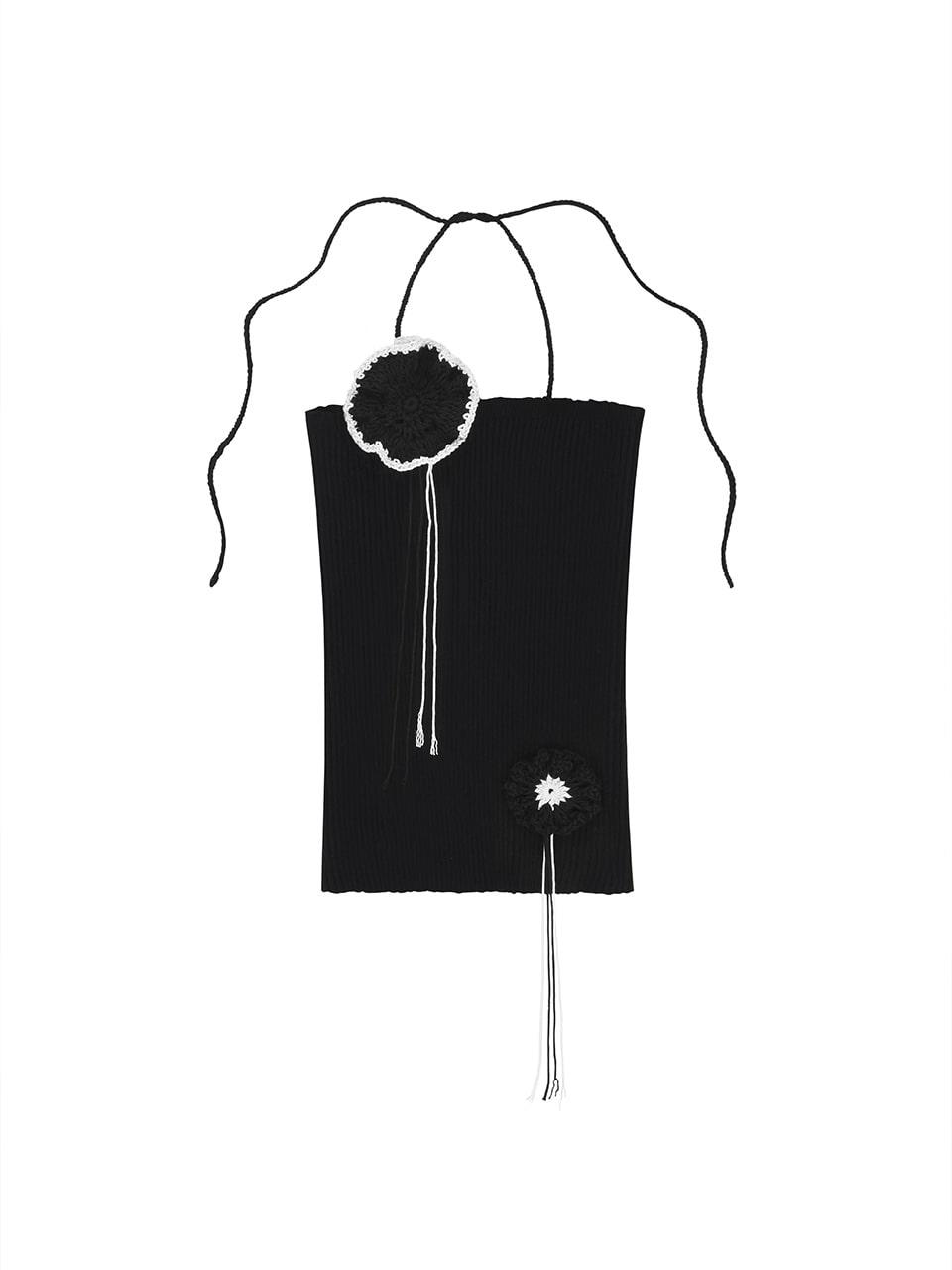 Crochet Knit Tube Top Black