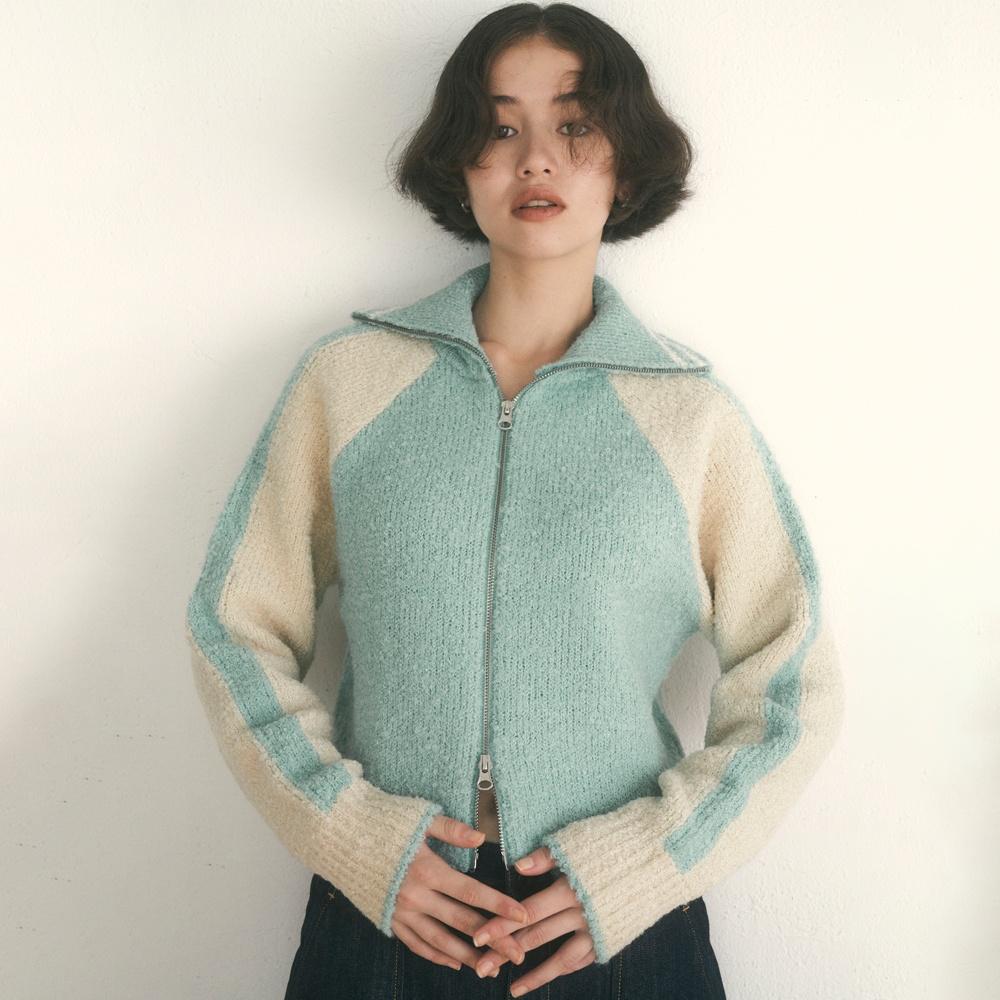 Boucle 2way Zip-up Knit [Mint]