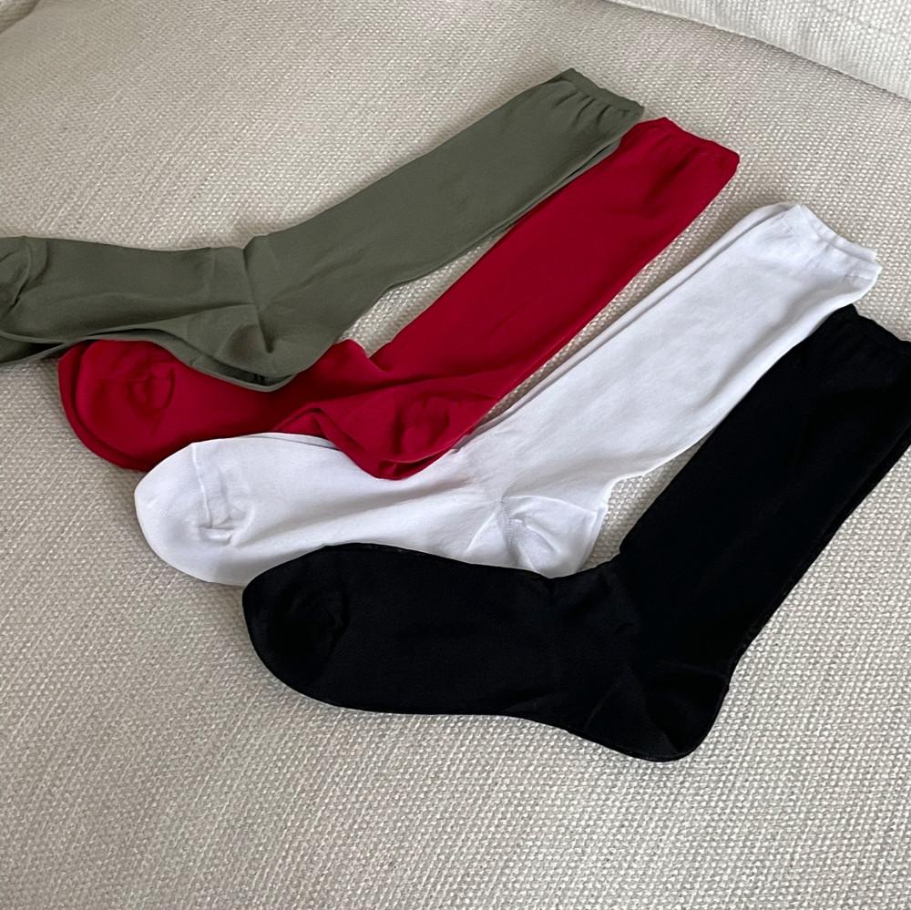 비기닝 컬러 롱삭스 (4col) 블랙 카키 레드 화이트