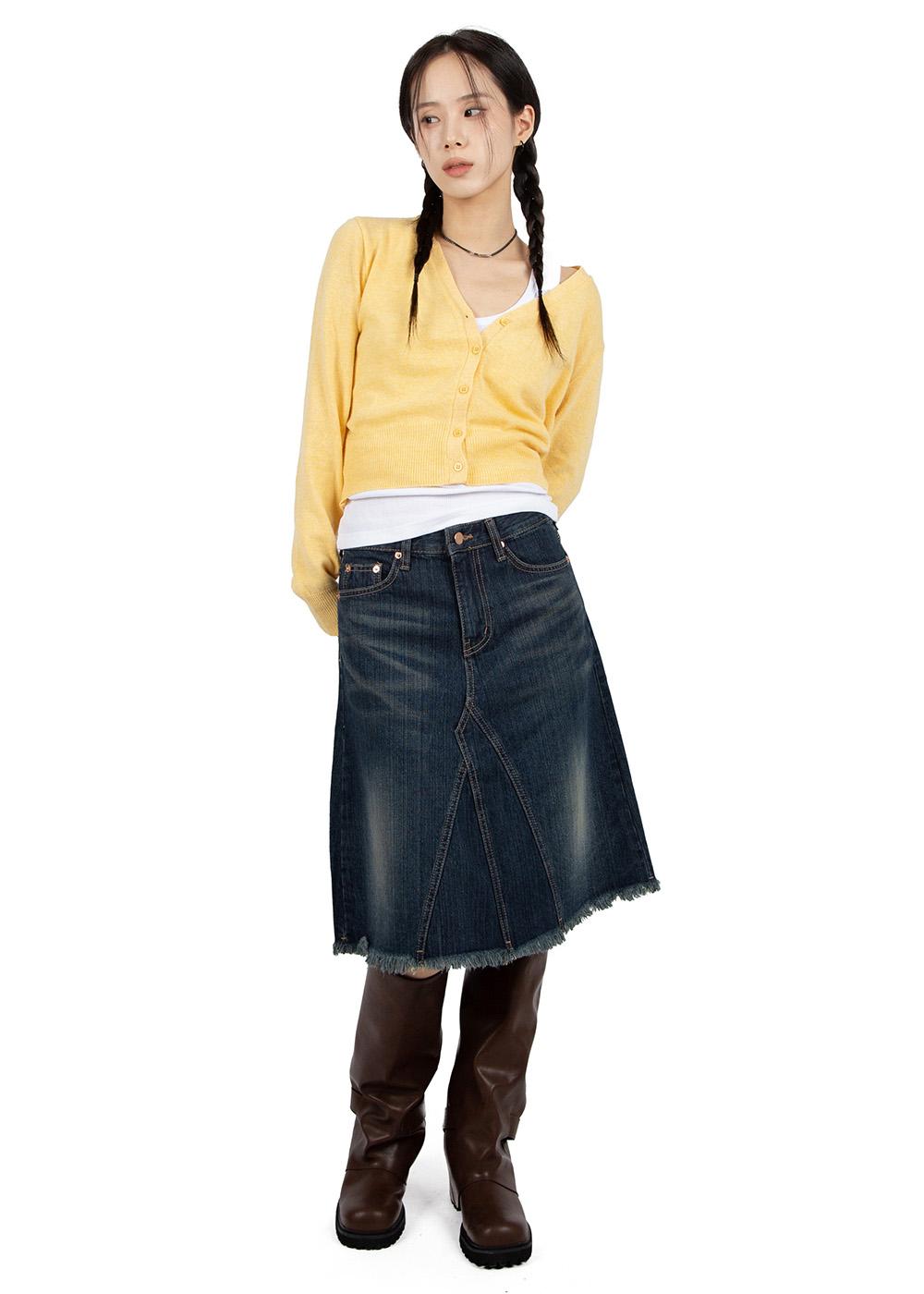 TASSEL MIDI DENIM SKIRT