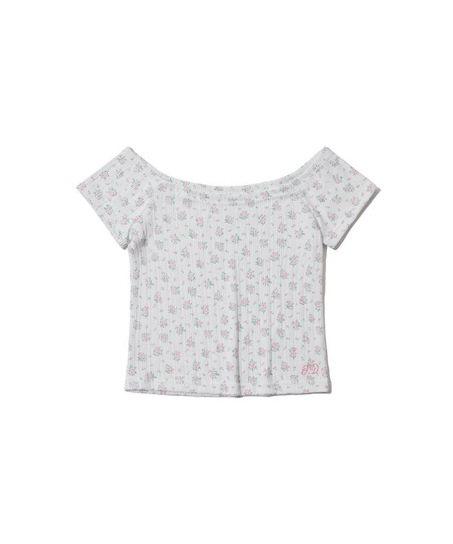 Charming Off-shoulder T-shirt (melange grey)