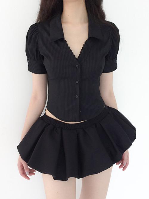 [CLaddA] lace princess shirt ver.2, black