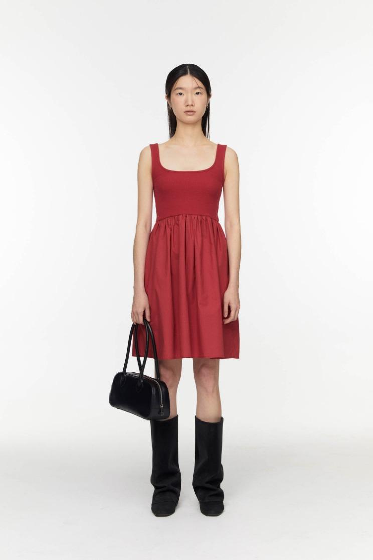 Eyelet mixed dress (RED)
