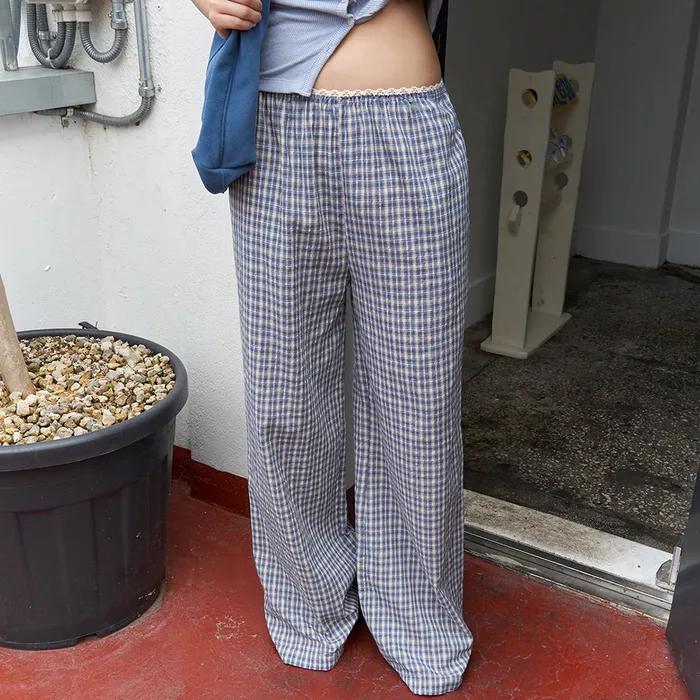 [PALACE] lace-waist check long pants_2Color