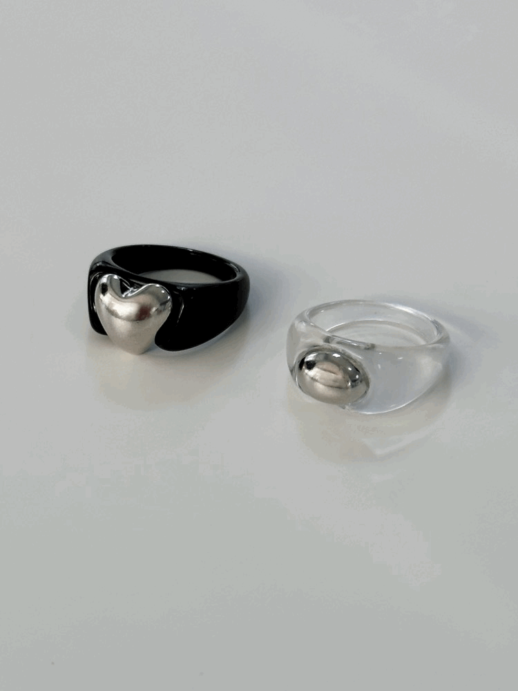 Acrylic silver ring (2 type)