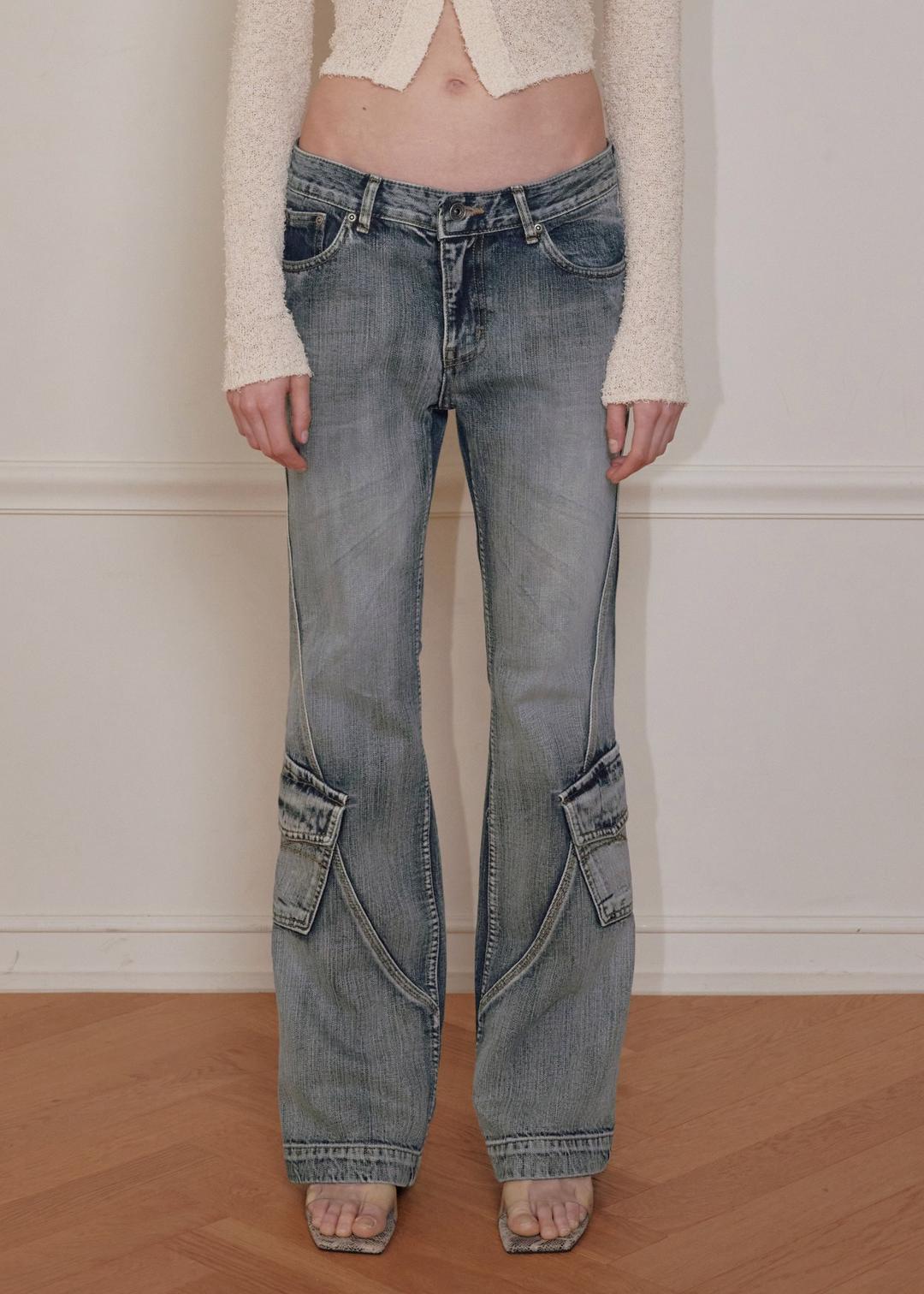 WASHED BLUE CARGO BOOTCUT, BLUE