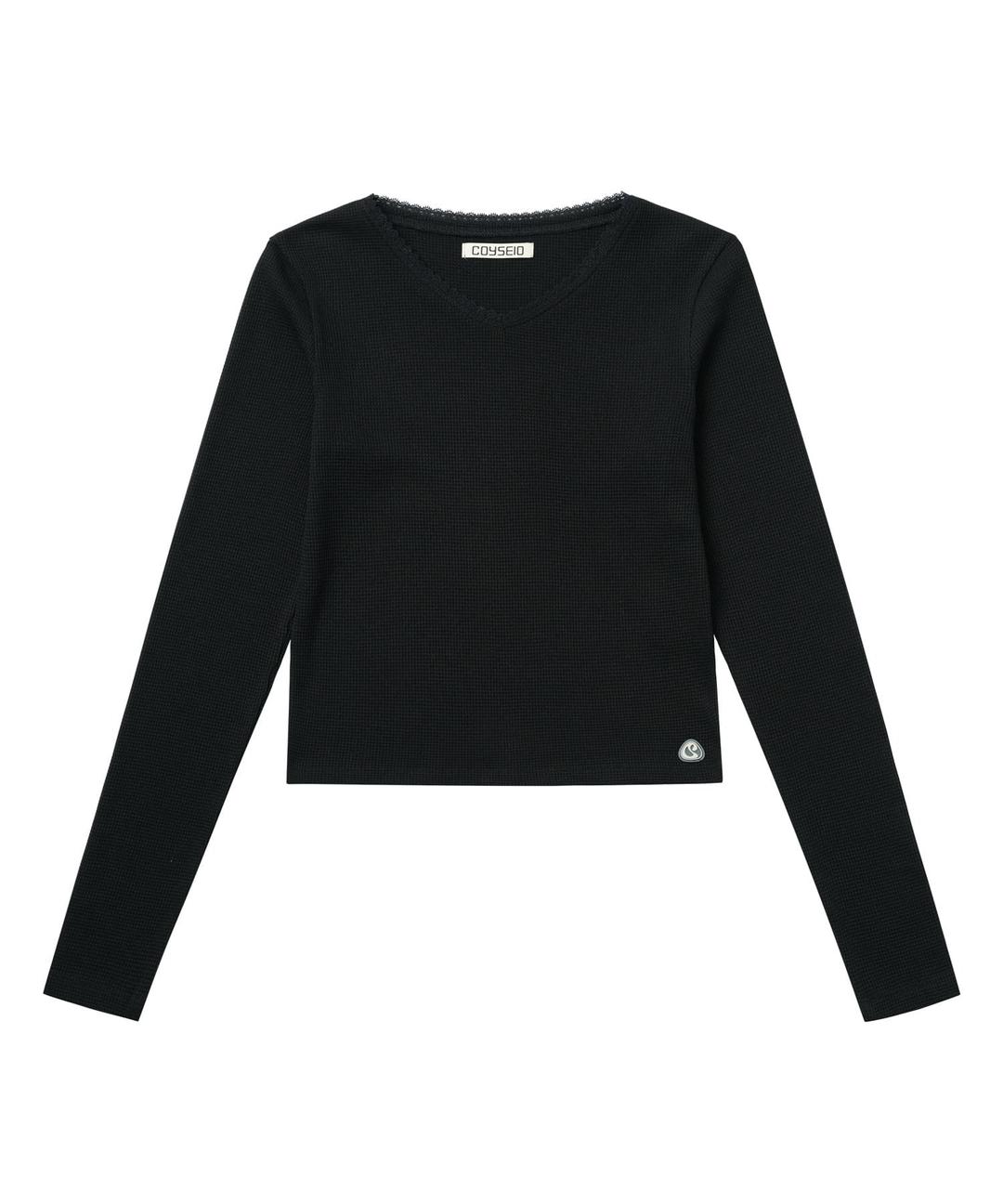 LACE WAFFLE LONGSLEEVES BLACK