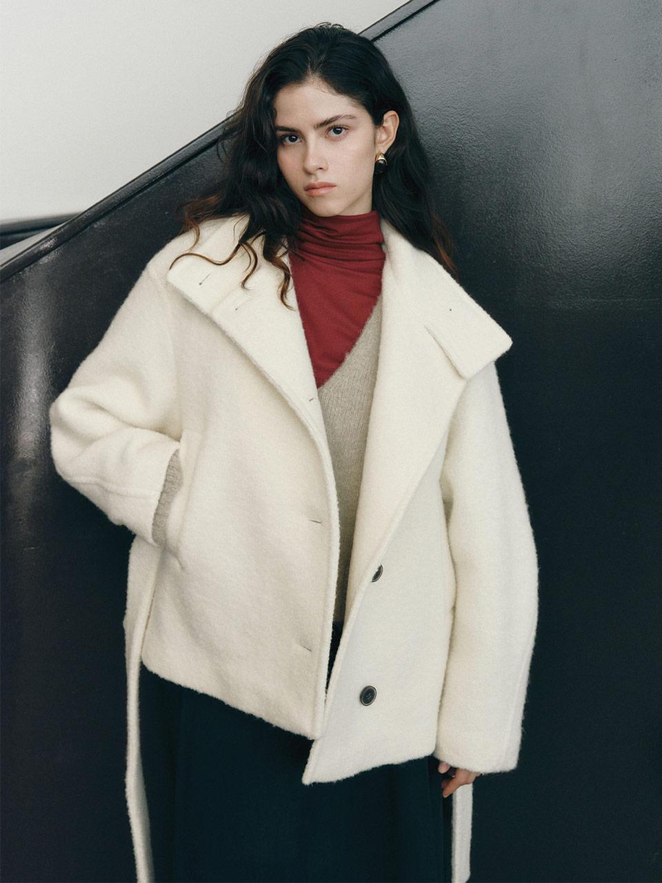 [예약판매/10월 17일 순차배송] Structured Wool Belted Half Coat KW5WH8410_03