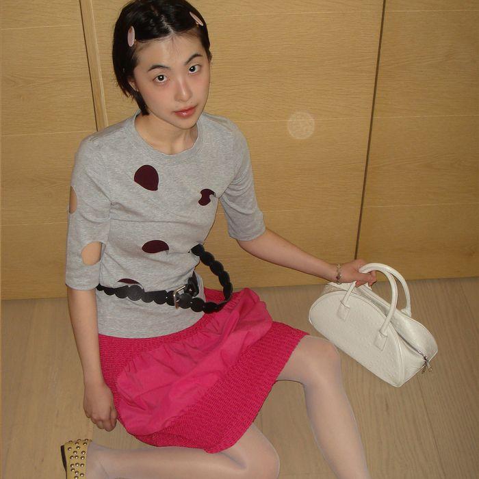 HOLE DETAIL T-SHIRT_MELANGE