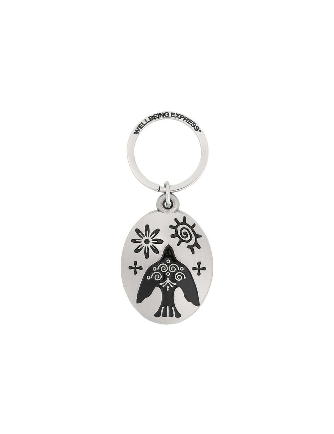 Half Sphere Peace Key Ring Silver