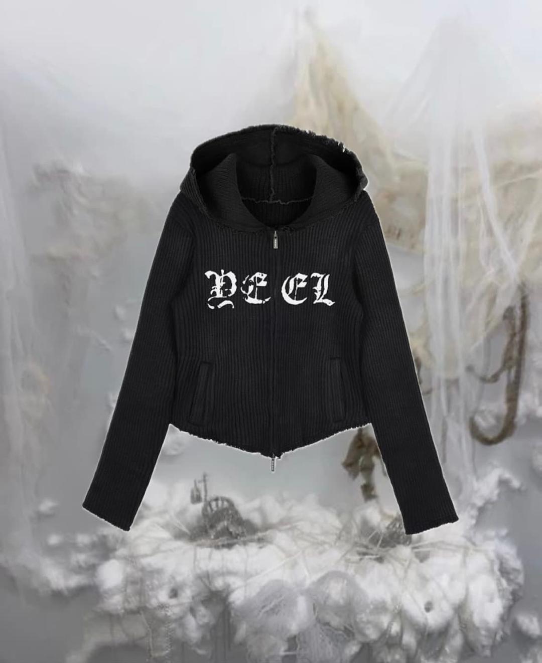 Leey 엘이이와이 RIBBED KNIT ZIP-UP HOODIE BLA | 후루츠패밀리