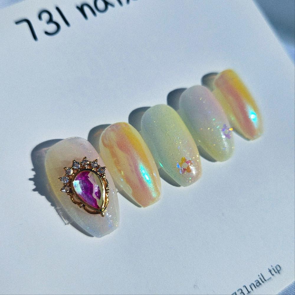 공주 솜사탕 수제 네일팁 데일리 네일아트 셀프네일 귀여운 네일 파우더네일 마블네일 봄네일 공주네일 솜사탕네일 글리터네일