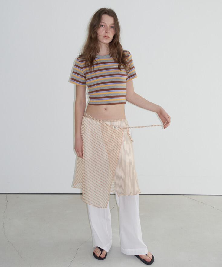 STRIPE WRAP SKIRT_YELLOW