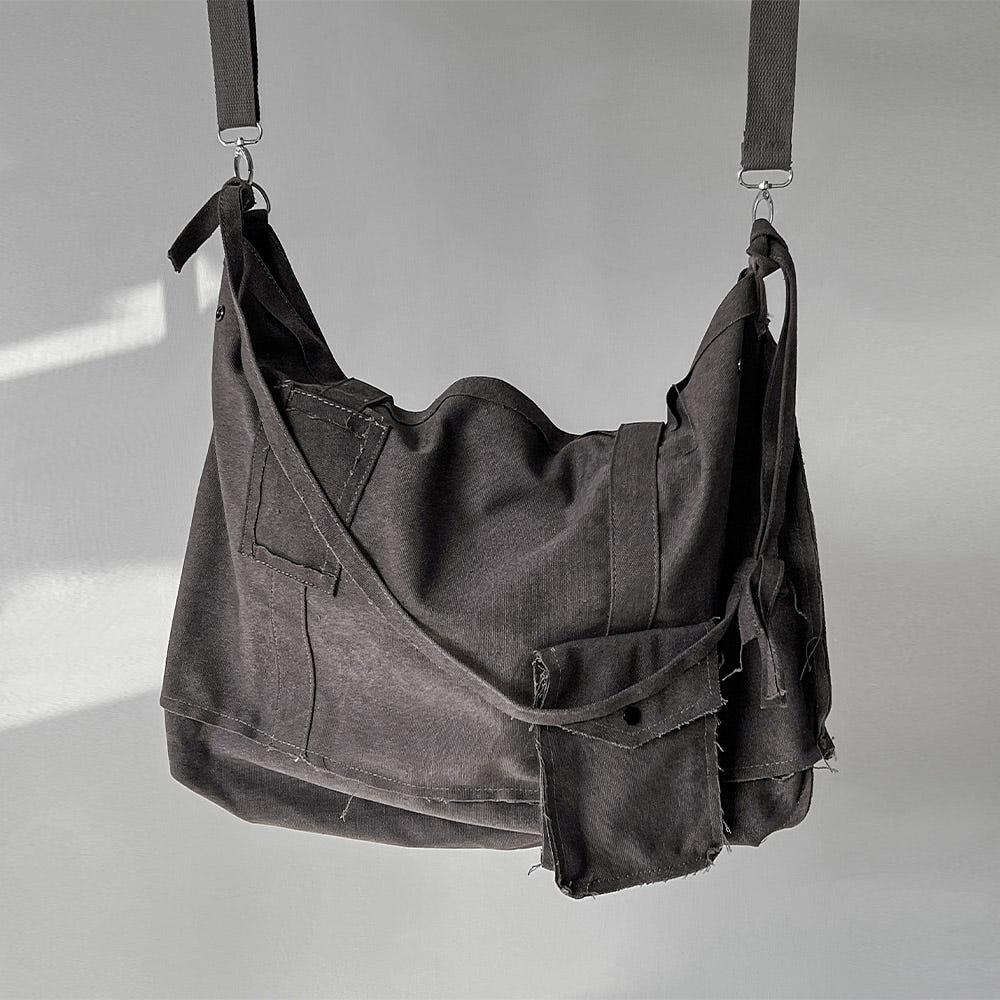 빈티지 포켓 데끼 크로스백 2C 남자 여자 공용 가방 그런지 스트릿 피그먼트 구제