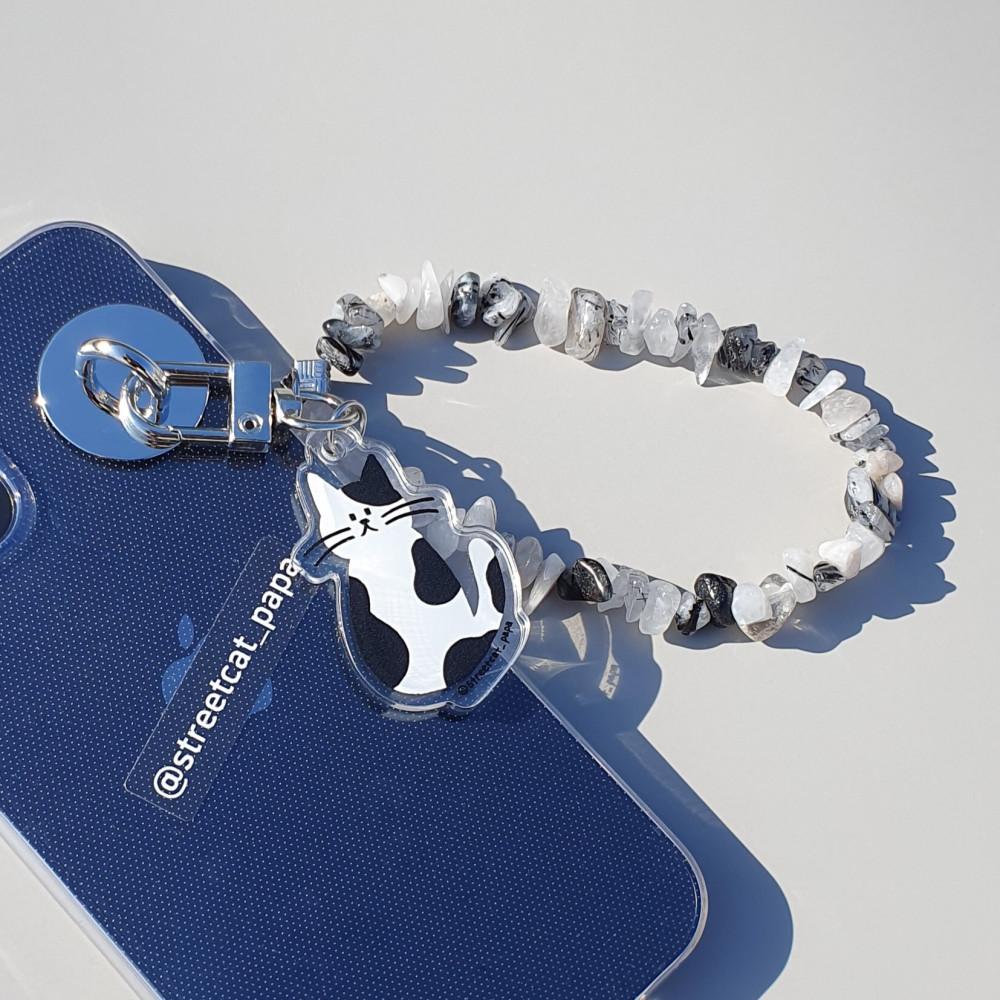 스트릿캣파파 고양이 아크릴 & 칩스 휴대폰 악세서리 (키링 겸용)