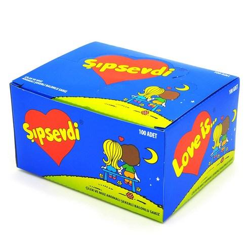 Love Is (Sipsevdi) Bubble Gum Strawberry and Banana Flav Love Is (Sipsevdi) 풍선껌 딸기 바나나 맛 설탕껌 1팩 100