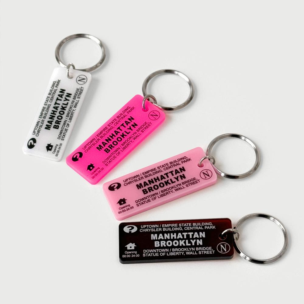 uptown keyring 뉴욕 맨해튼 브루클린 업타운 다운타운 사각 아크릴 키링 키홀더