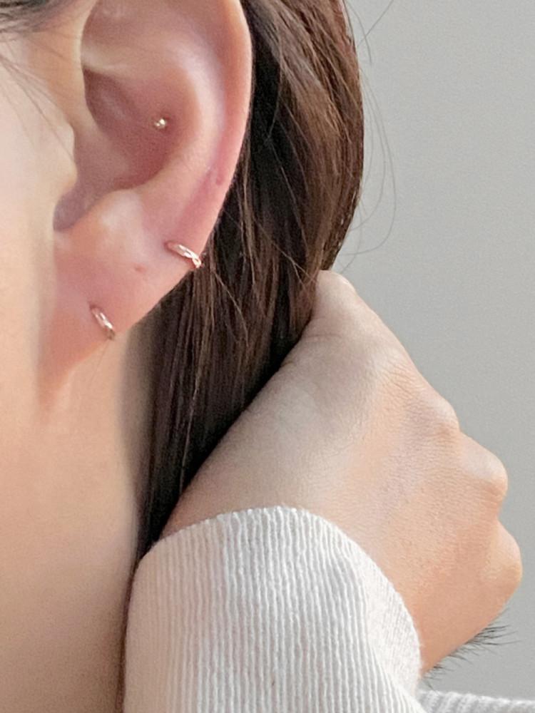 10K 컷팅 초미니 링 피어싱 귀걸이(한쪽) 미니 귓바퀴 원터치 4mm
