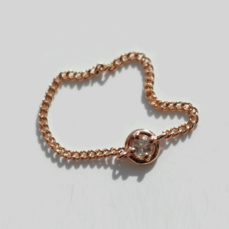 18K 14K 화이트 토파즈 체인 반지